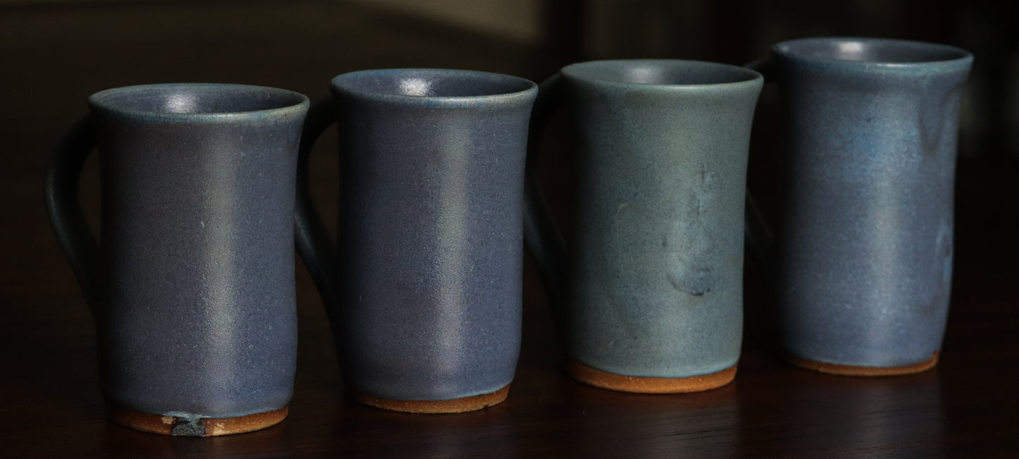 Handthrown Matte Blue Mug set of 4