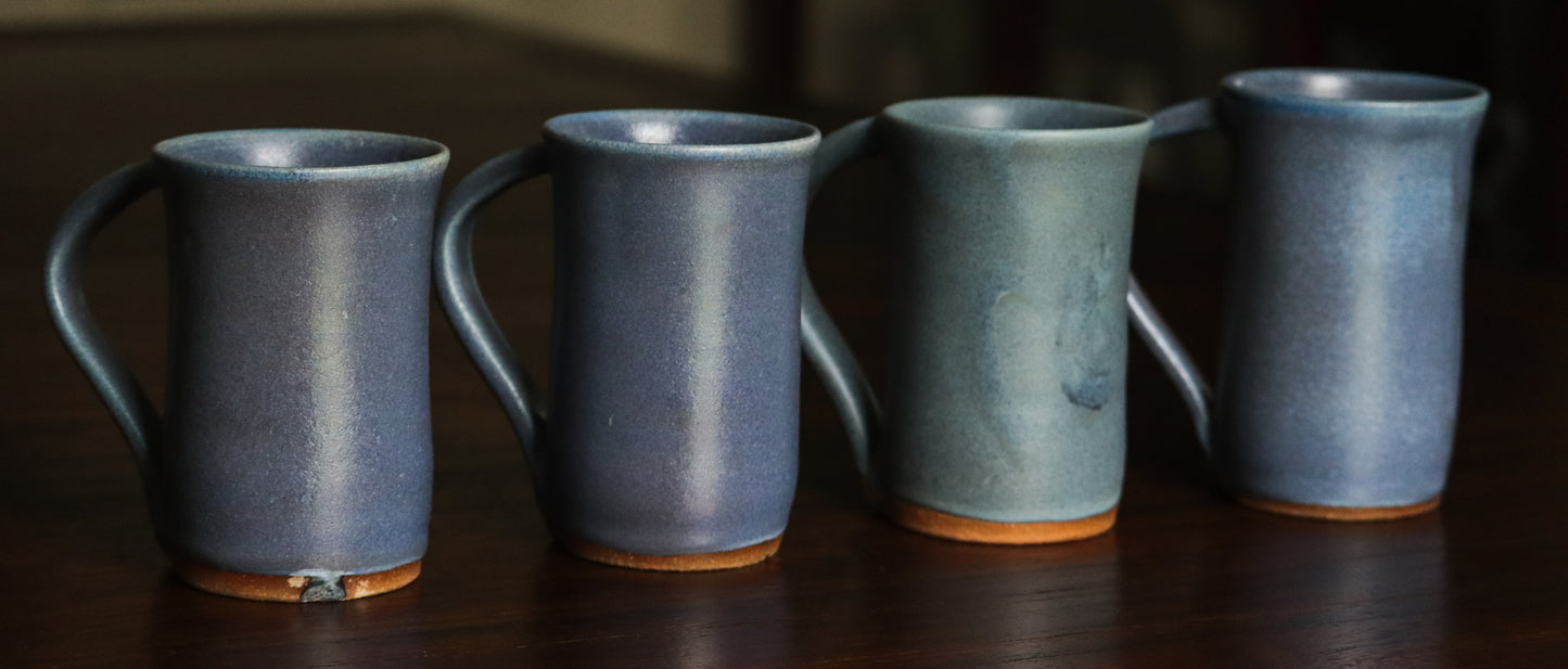 Handthrown Matte Blue Mug set of 4