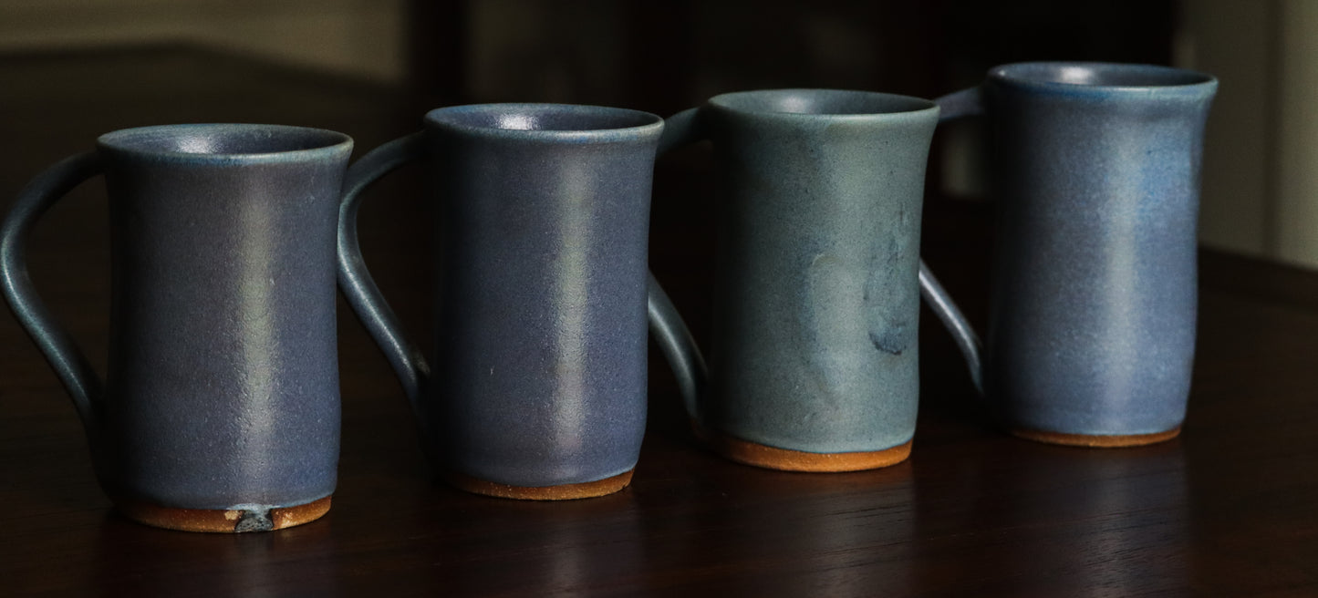 Handthrown Matte Blue Mug set of 4