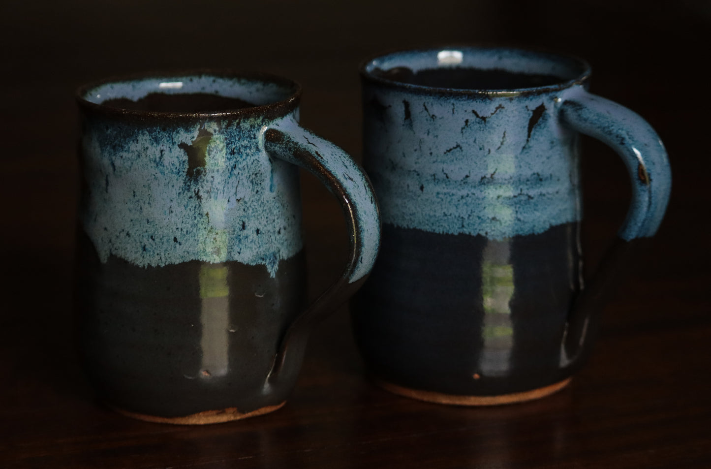 Handthrown Floating Blue Mug Set of 2