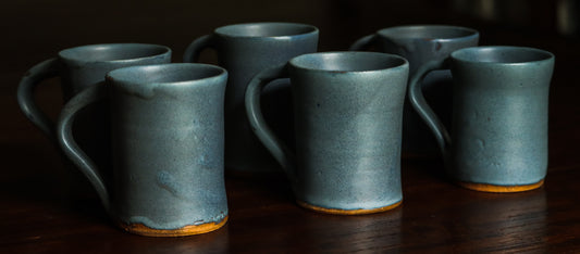 Handthrown Matte Blue Mug set of 6