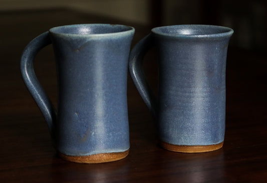 Handthrown Matte Blue Mug Set of 2