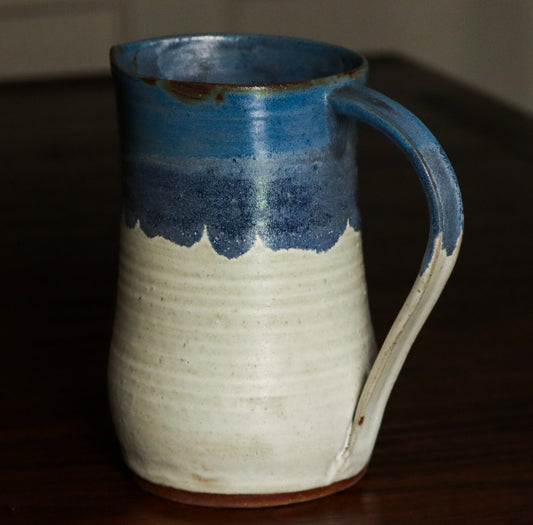 Handthrown Creamy Matte and Blue Pitcher