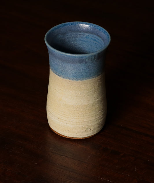 Handthrown Creamy Matte and Matte Blue Vase